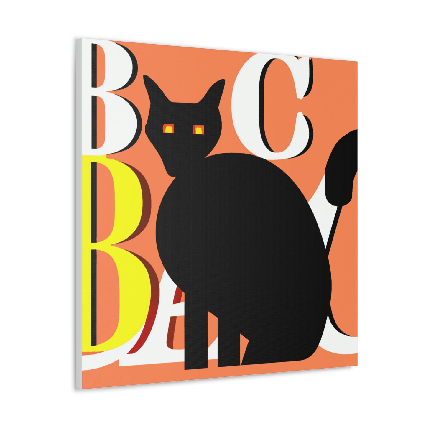 "Black Cat Canvas Print in Robert Indiana-Inspired Art Style" by PenPencilArt
