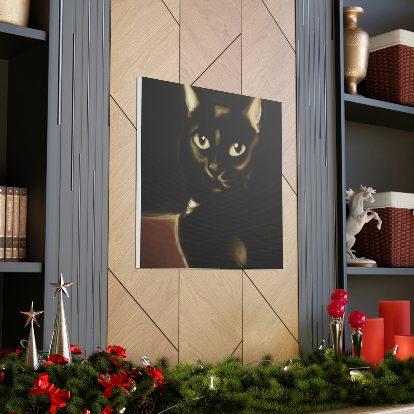 "Georgia O'Keeffe Inspired Black Cat Canvas Print" by PenPencilArt