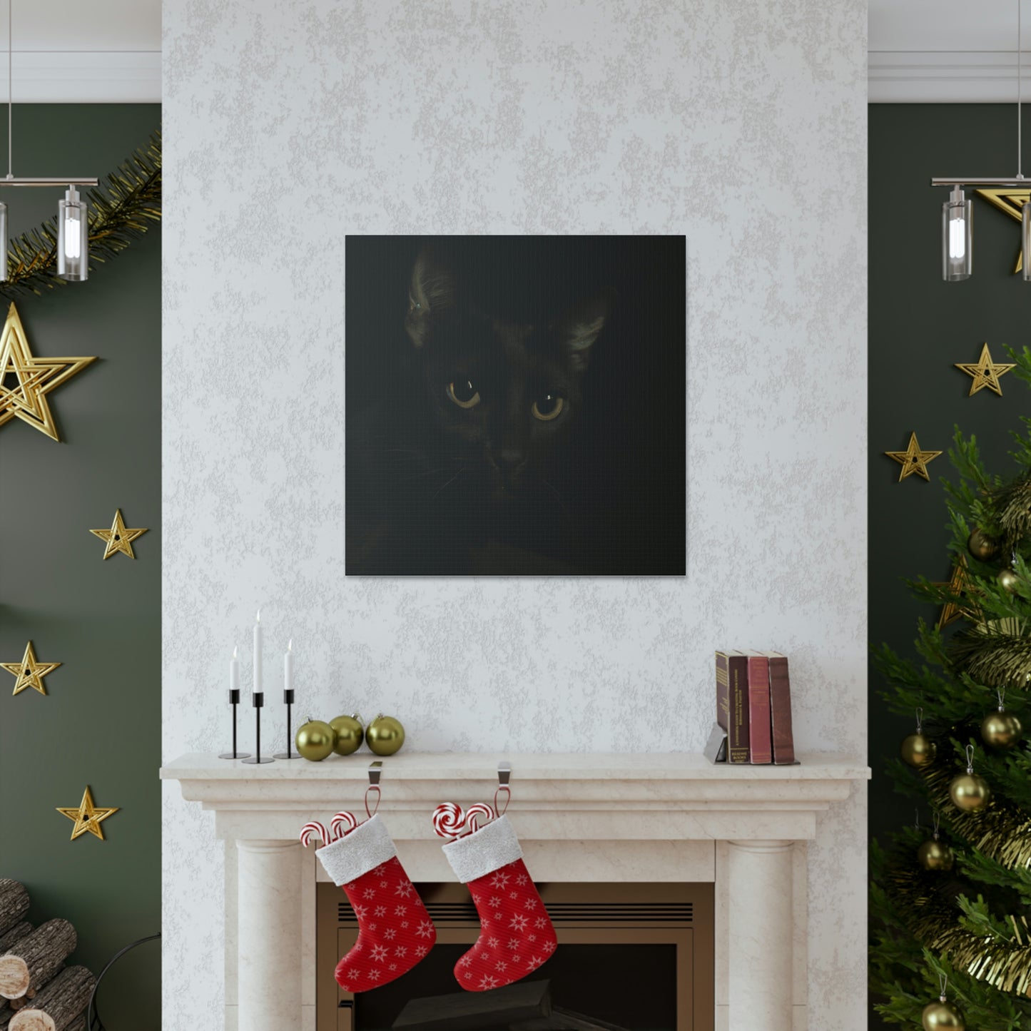 "Black Cat Wall Art in James Gill Style - Canvas Print" by PenPencilArt