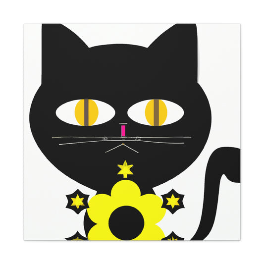"Takashi Murakami-Inspired Black Cat Canvas Print" by PenPencilArt