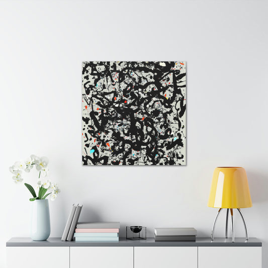 "Canvas Print of Black Cat Inspired by Jackson Pollock | Modern Wall Art" by PenPencilArt