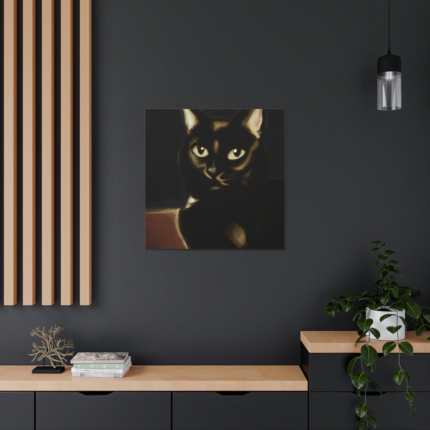"Georgia O'Keeffe Inspired Black Cat Canvas Print" by PenPencilArt