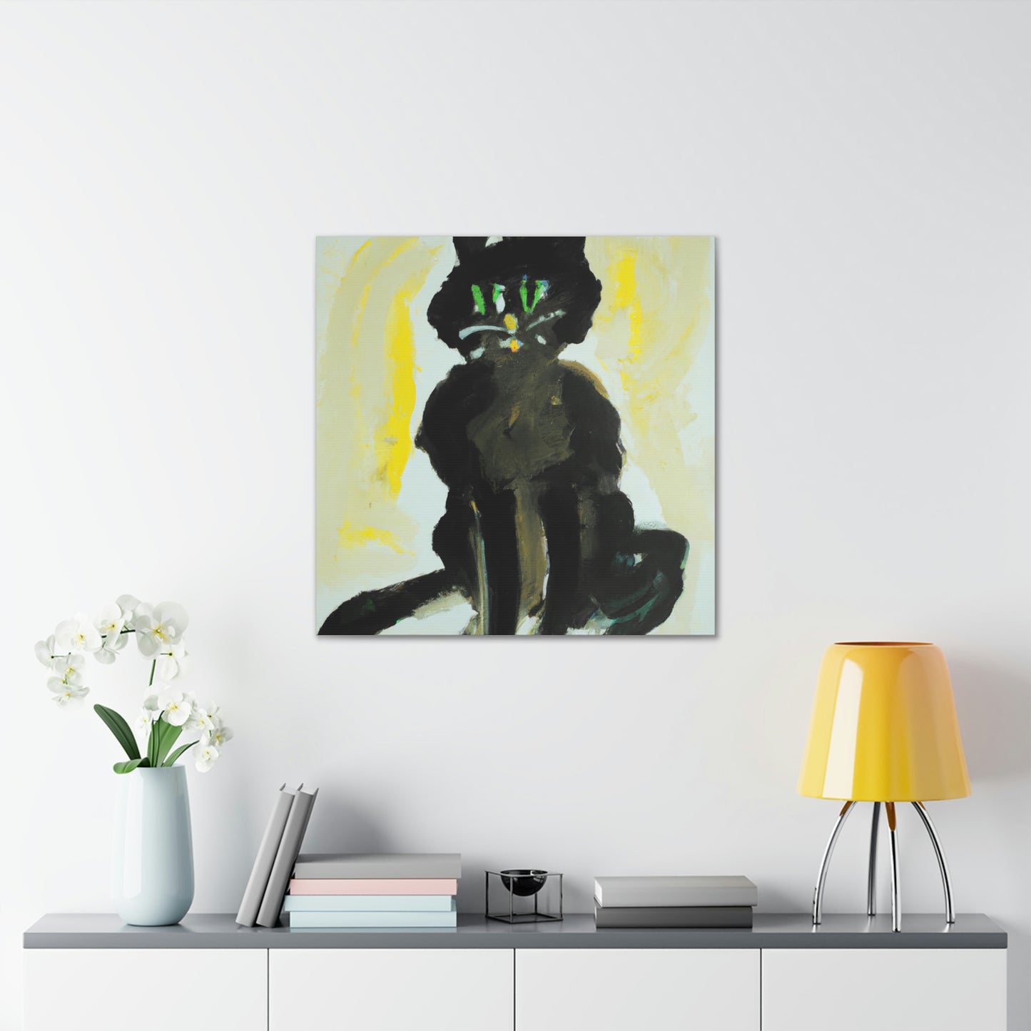 "Black Cat Inspired by Willem de Kooning Canvas Print" by PenPencilArt