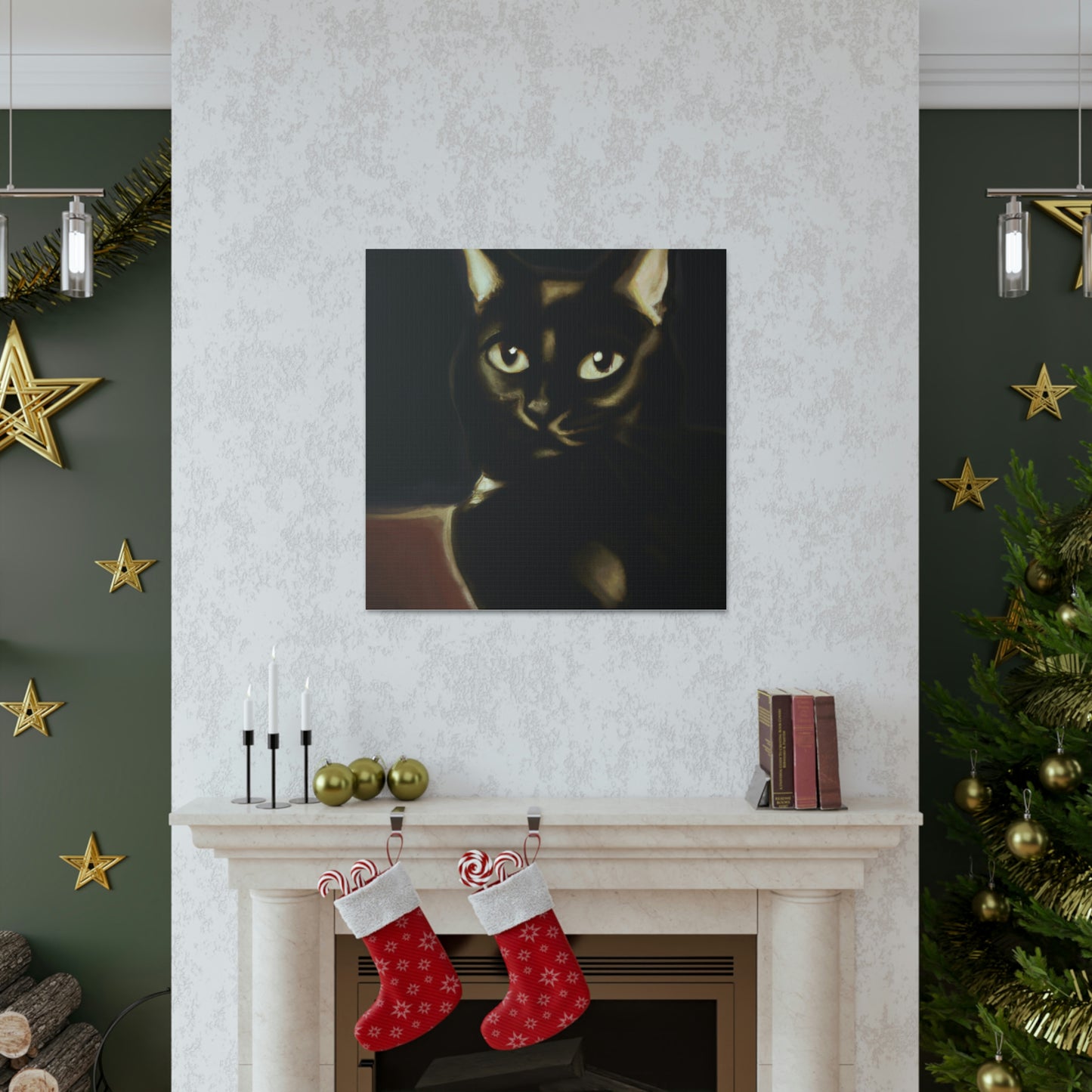"Georgia O'Keeffe Inspired Black Cat Canvas Print" by PenPencilArt