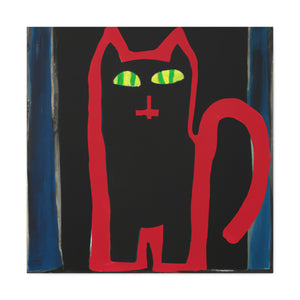 "Jasper Johns-Inspired Black Cat Canvas Print" by PenPencilArt