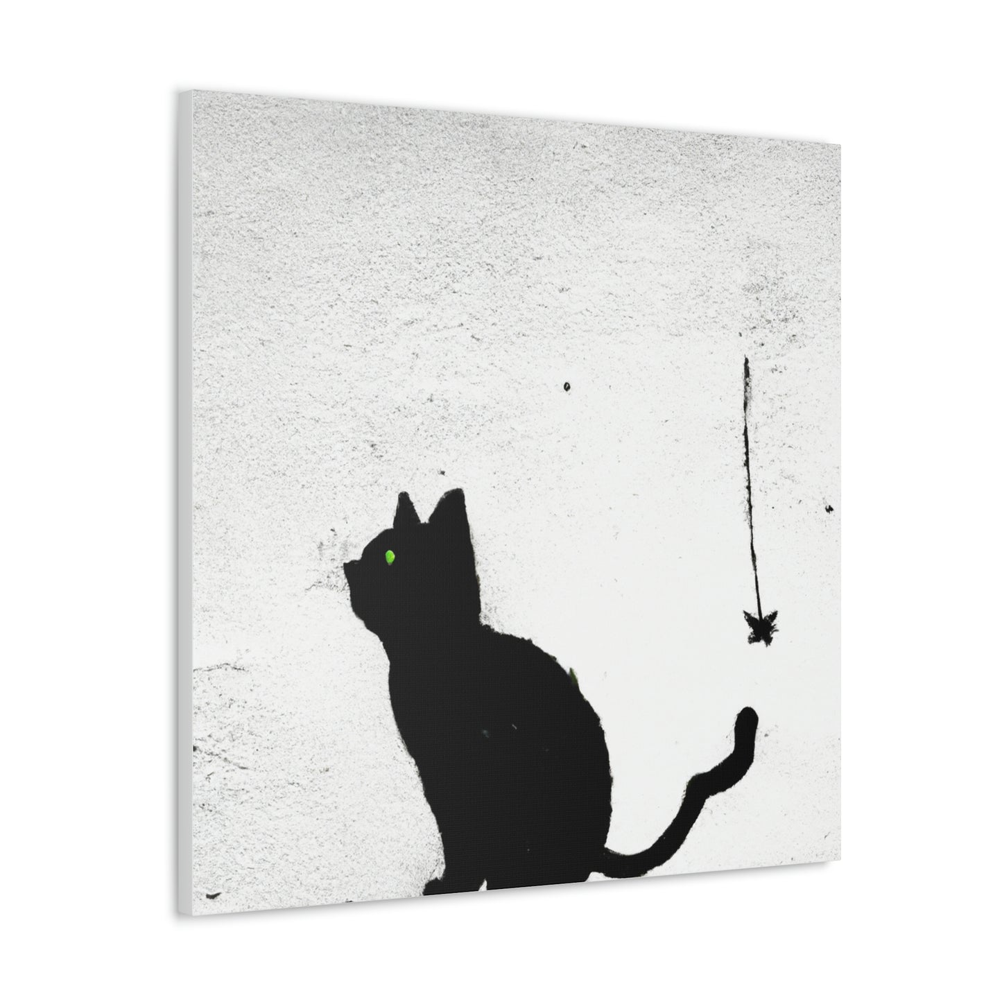 "Banksy-Inspired Wall Canvas Print Featuring A Black Cat" by PenPencilArt