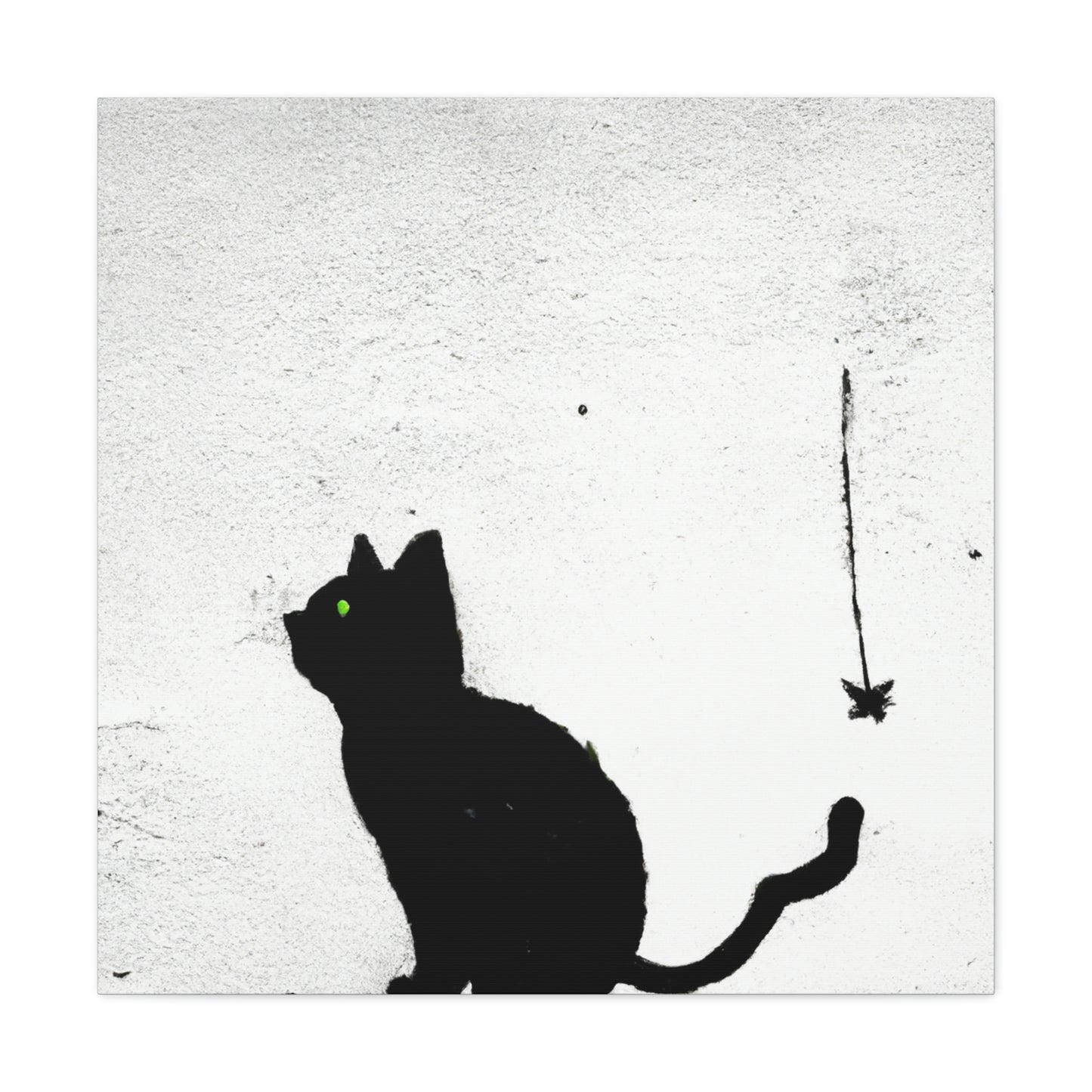 "Banksy-Inspired Wall Canvas Print Featuring A Black Cat" by PenPencilArt