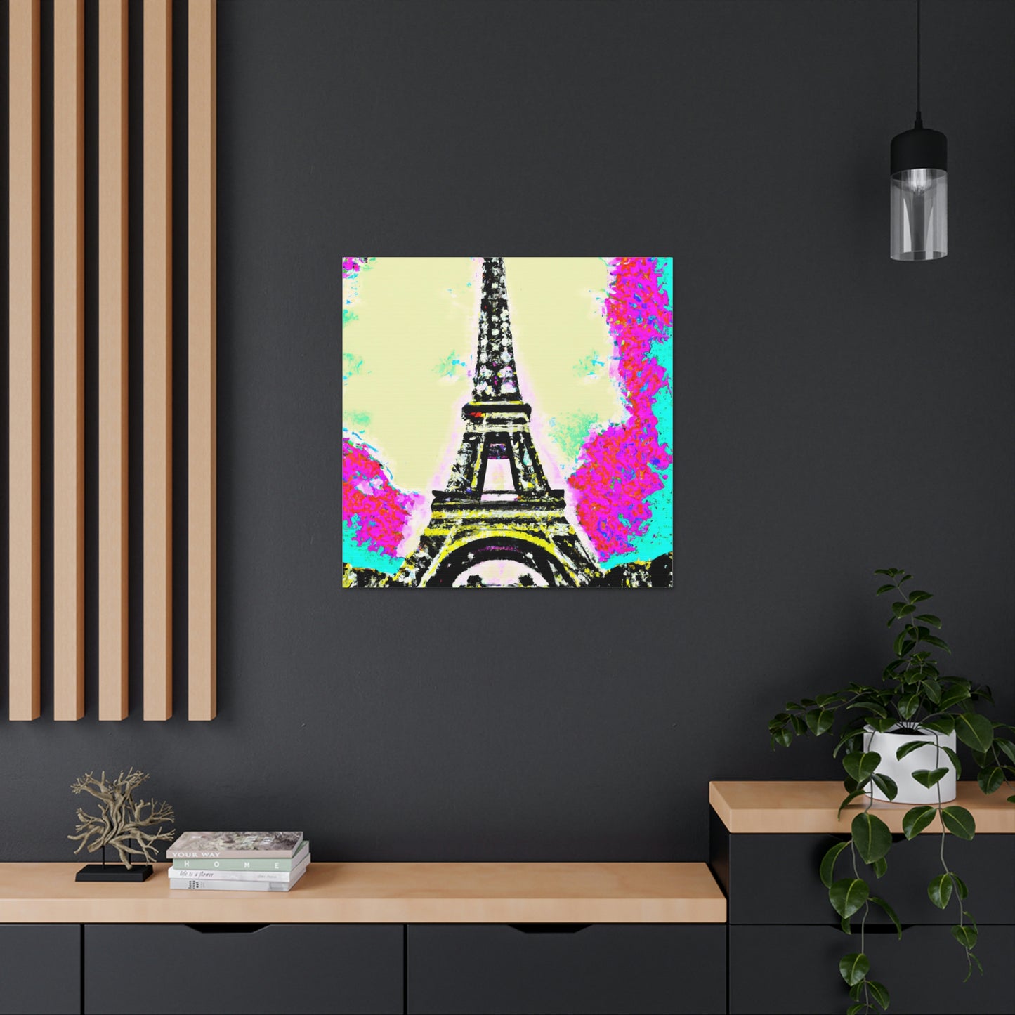 "David Hockney-Inspired Sparkling Eiffel Tower Canvas Print" by PenPencilArt