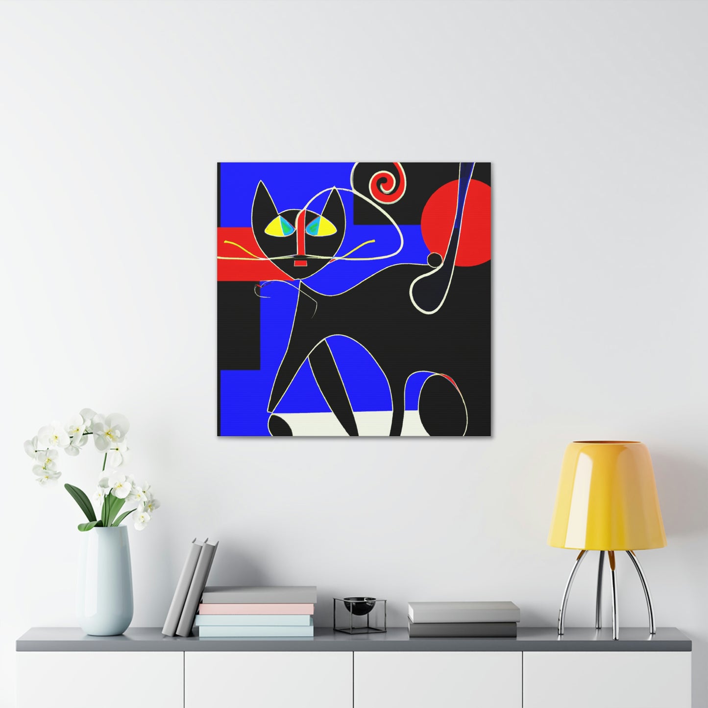 "Black Cat Canvas Print Inspired by Wassily Kandinsky" by PenPencilArt