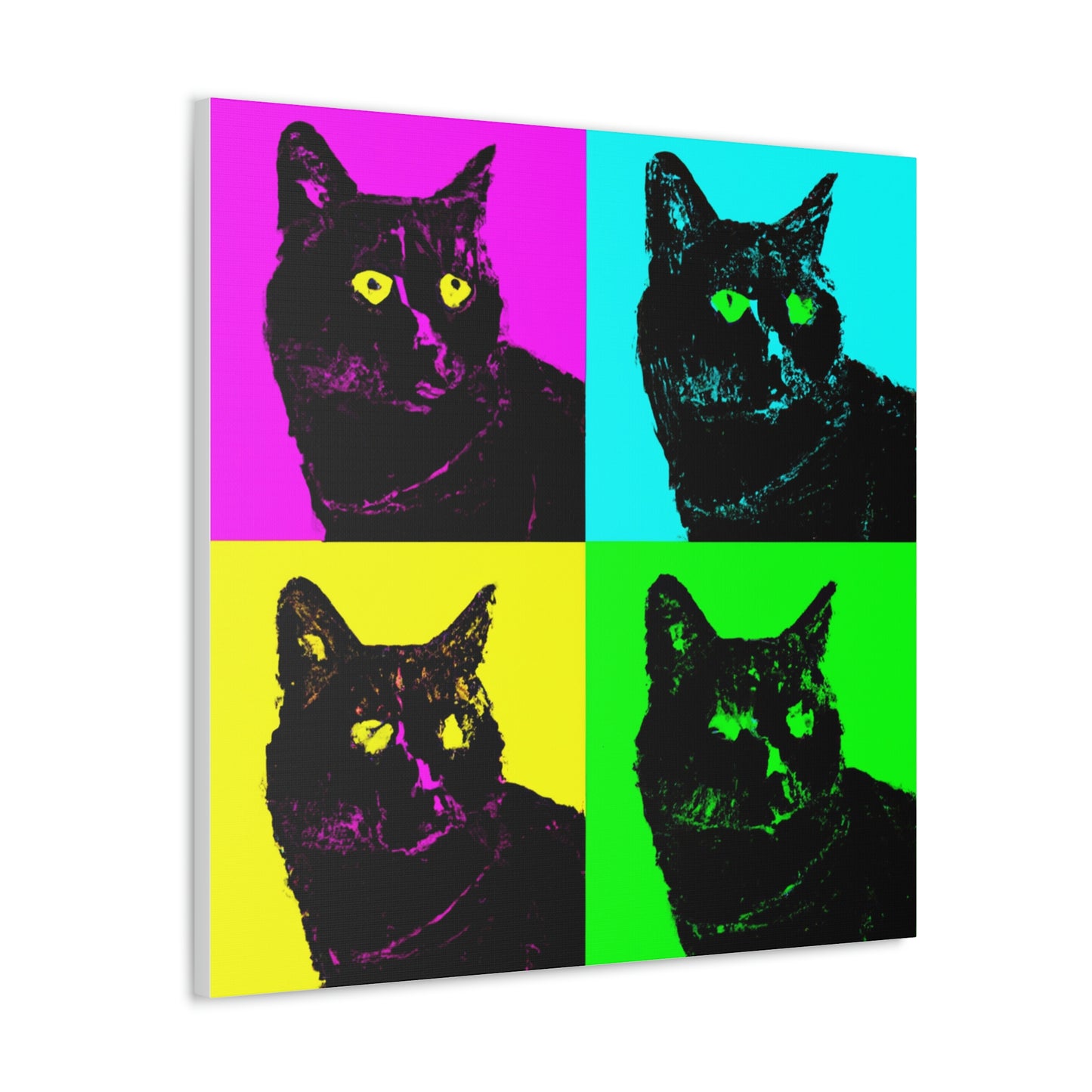 "Black Cat Canvas Print - Inspired by Andy Warhol's Style" by PenPencilArt