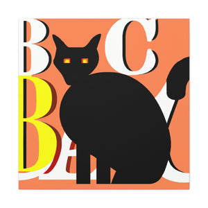 "Black Cat Canvas Print in Robert Indiana-Inspired Art Style" by PenPencilArt