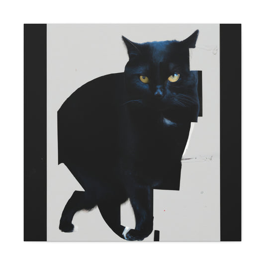 "Mimmo Rotella-Inspired Black Cat Canvas Print" by PenPencilArt