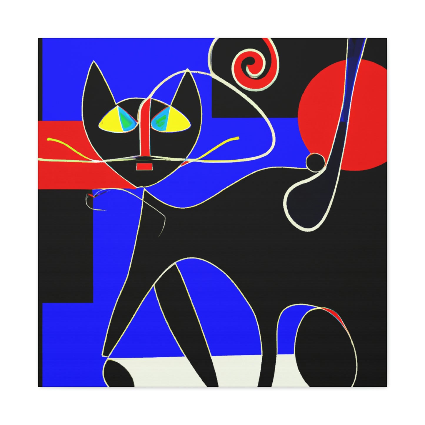 "Black Cat Canvas Print Inspired by Wassily Kandinsky" by PenPencilArt