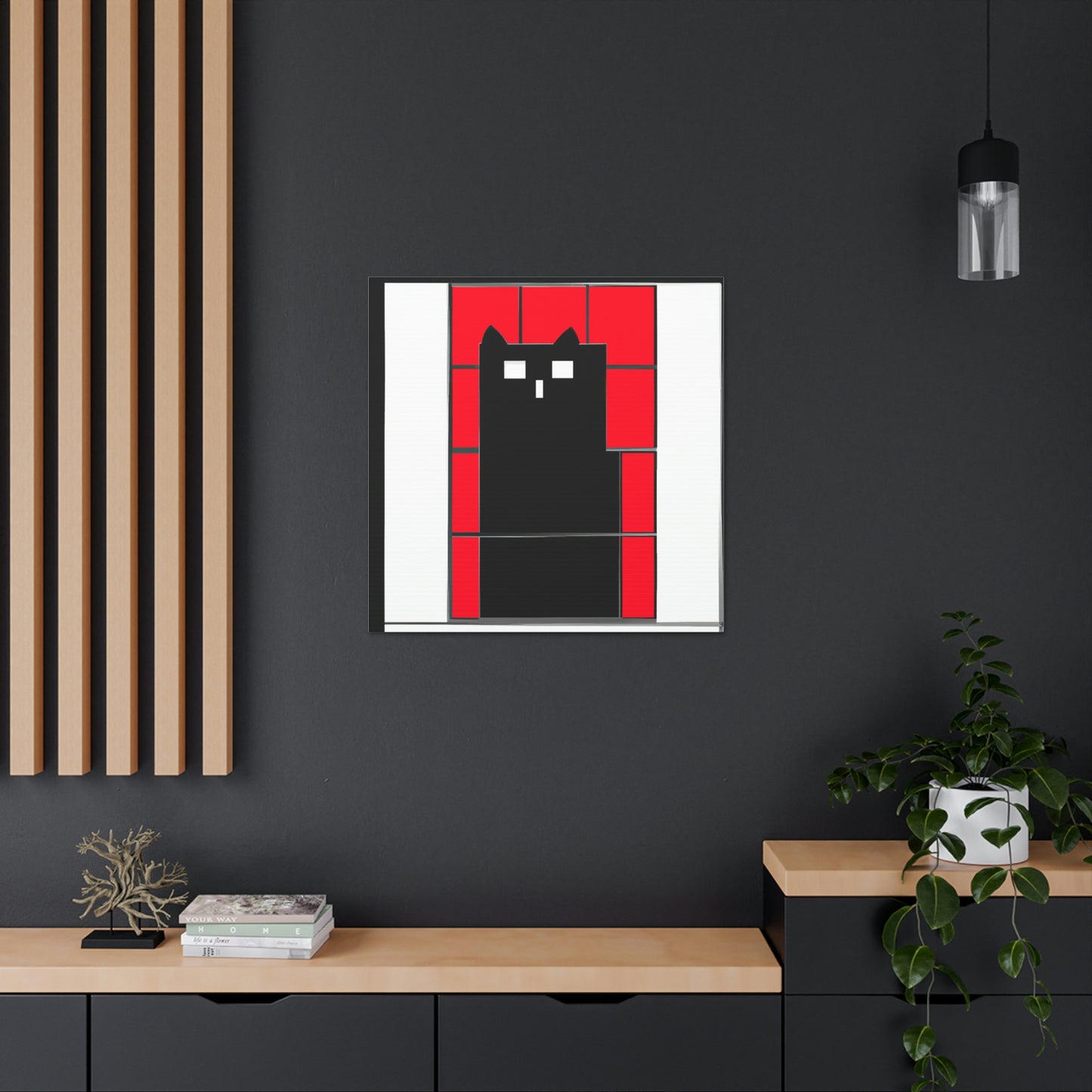 "Kazimir Malevich-Inspired Black Cat Canvas Print" by PenPencilArt