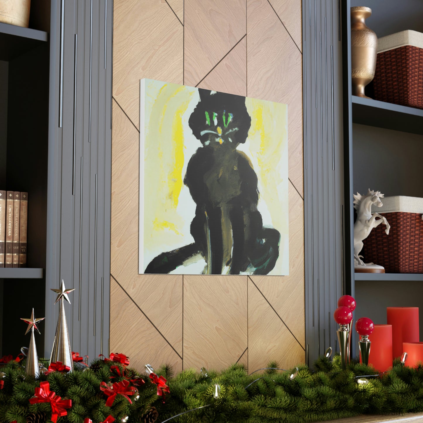 "Black Cat Inspired by Willem de Kooning Canvas Print" by PenPencilArt