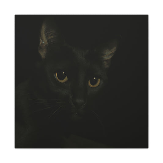 "Black Cat Wall Art in James Gill Style - Canvas Print" by PenPencilArt