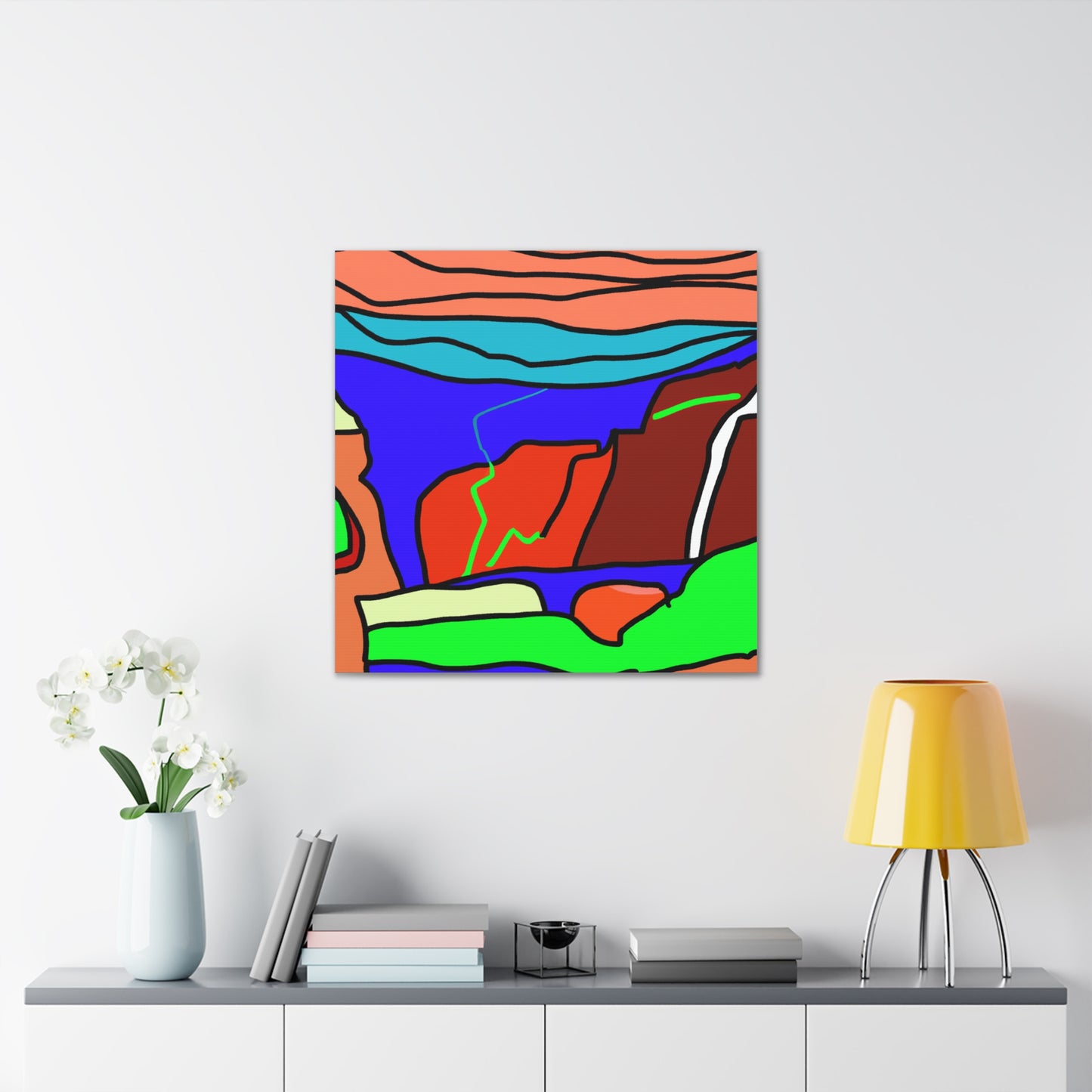 "Wassily Kandinsky-Inspired Artistic Desert Landscape Canvas Prints" by PenPencilArt