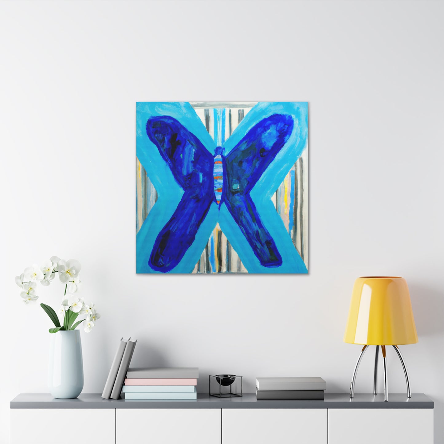 "A Blue Butterfly Canvas Print Inspired by Jasper Johns" by PenPencilArt