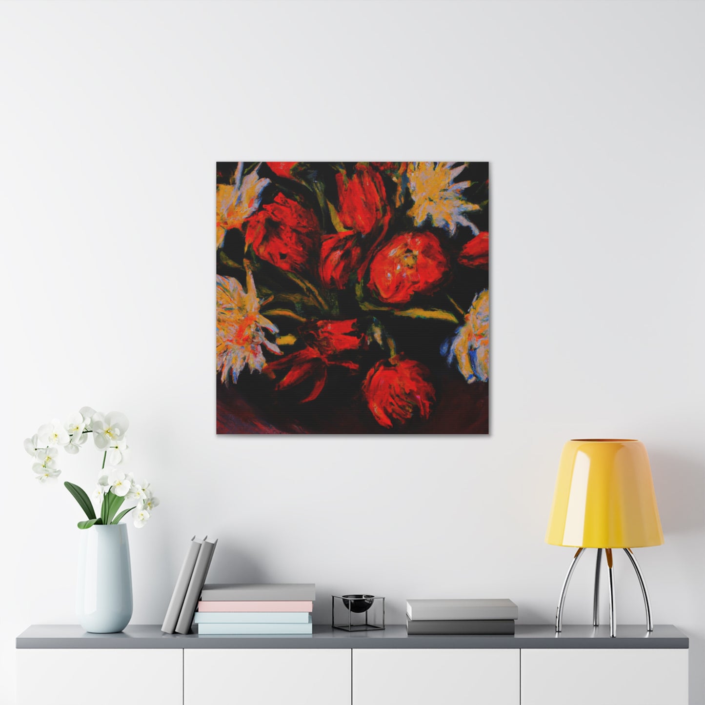 "Bright and Bold Flower Canvas Prints in the Style of Clyfford Still" by PenPencilArt