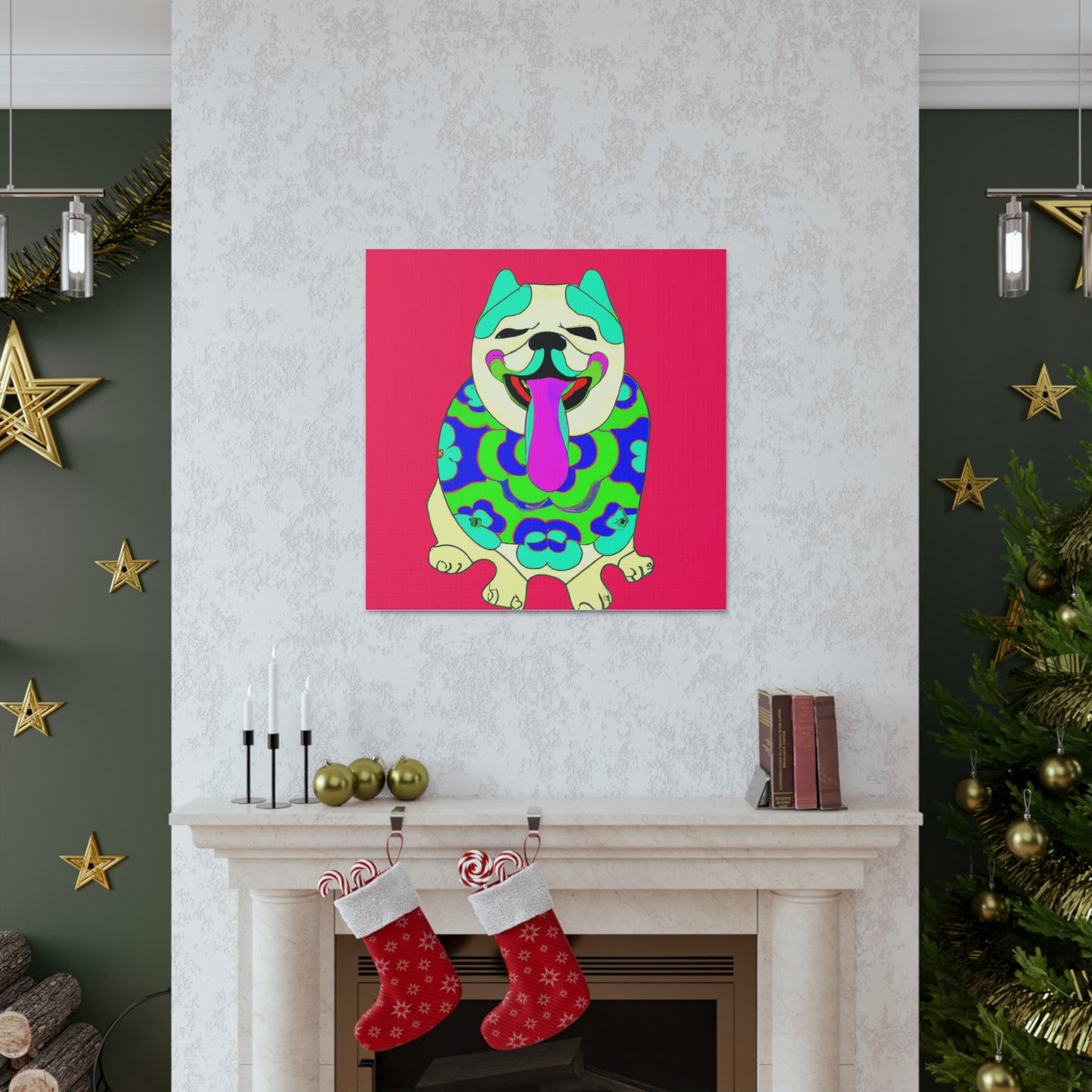 "Takashi Murakami-Inspired Canvas Print Of A Happy Dog" by PenPencilArt