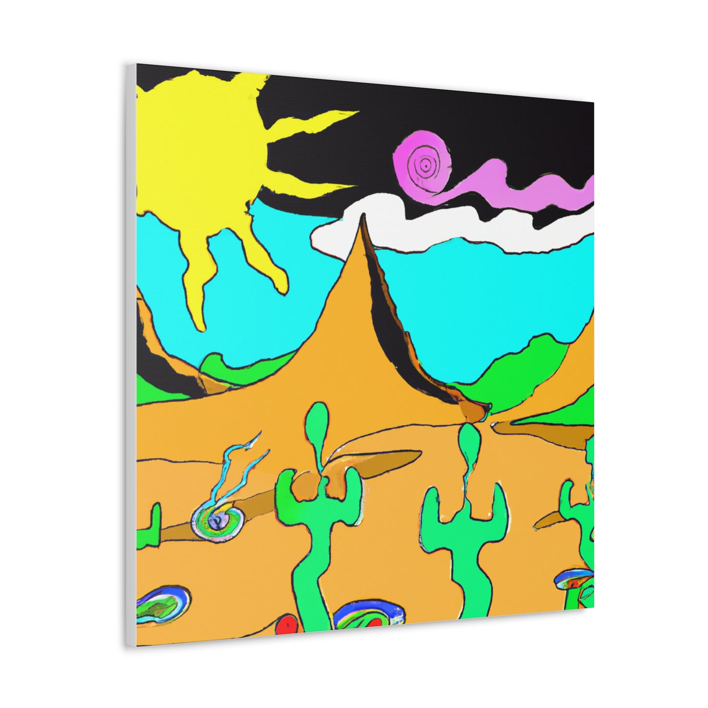 "Desert Landscape Print in Peter Max-Inspired Style| Shop Canvas Prints Now!" by PenPencilArt