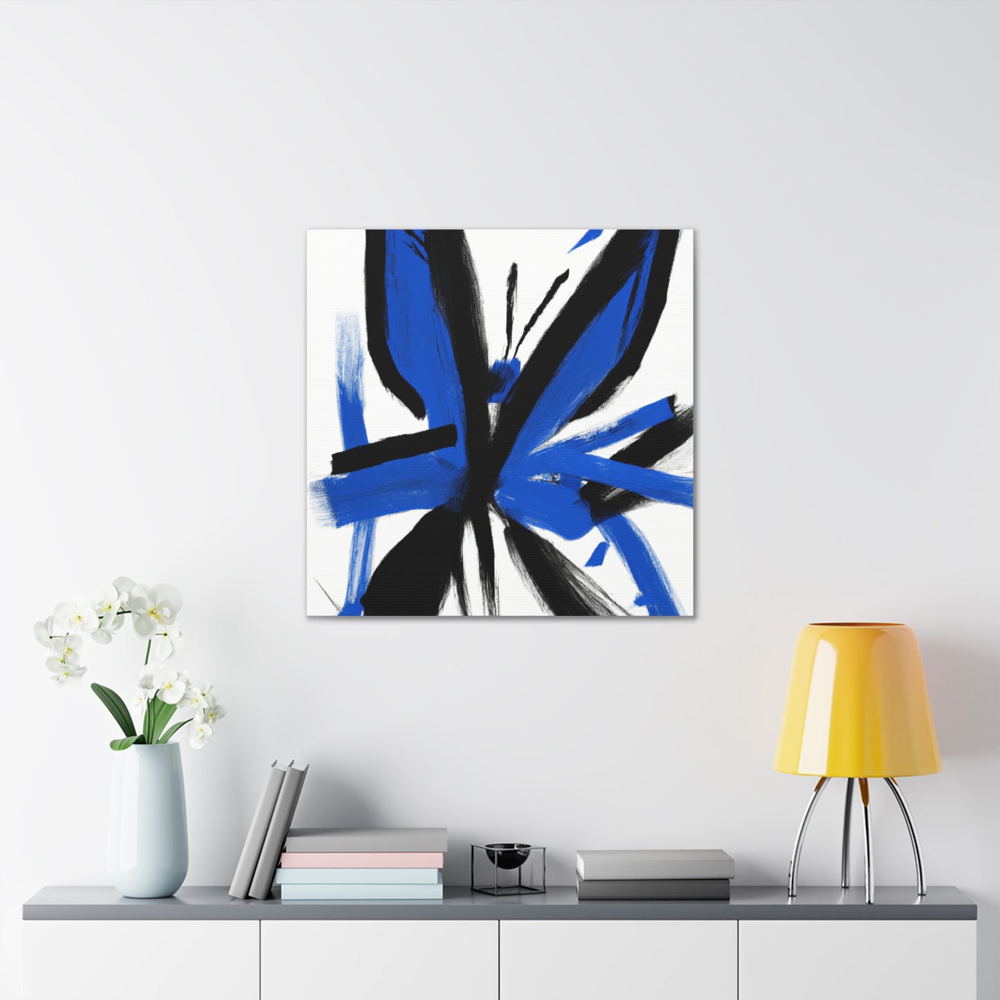 "Contemporary Blue Butterfly Canvas Print Inspired by Willem de Kooning" by PenPencilArt