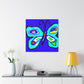 "Peter Max-Inspired Blue Butterfly Canvas Print" by PenPencilArt