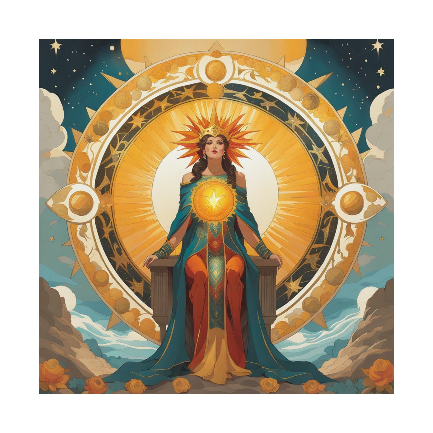 "Krenz Cushart, Kawacy & Neoism Inspired Sun Poster Print" by PenPencilArt