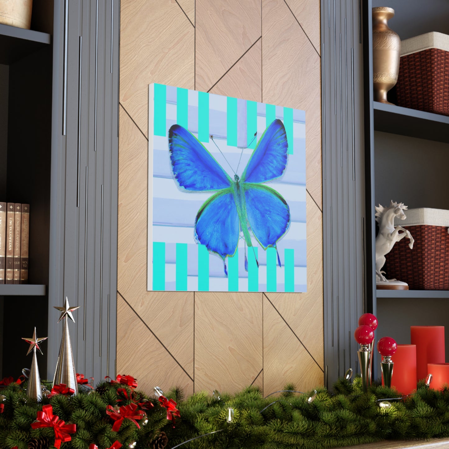 "David Hockney Inspired Blue Butterfly Canvas Print" by PenPencilArt