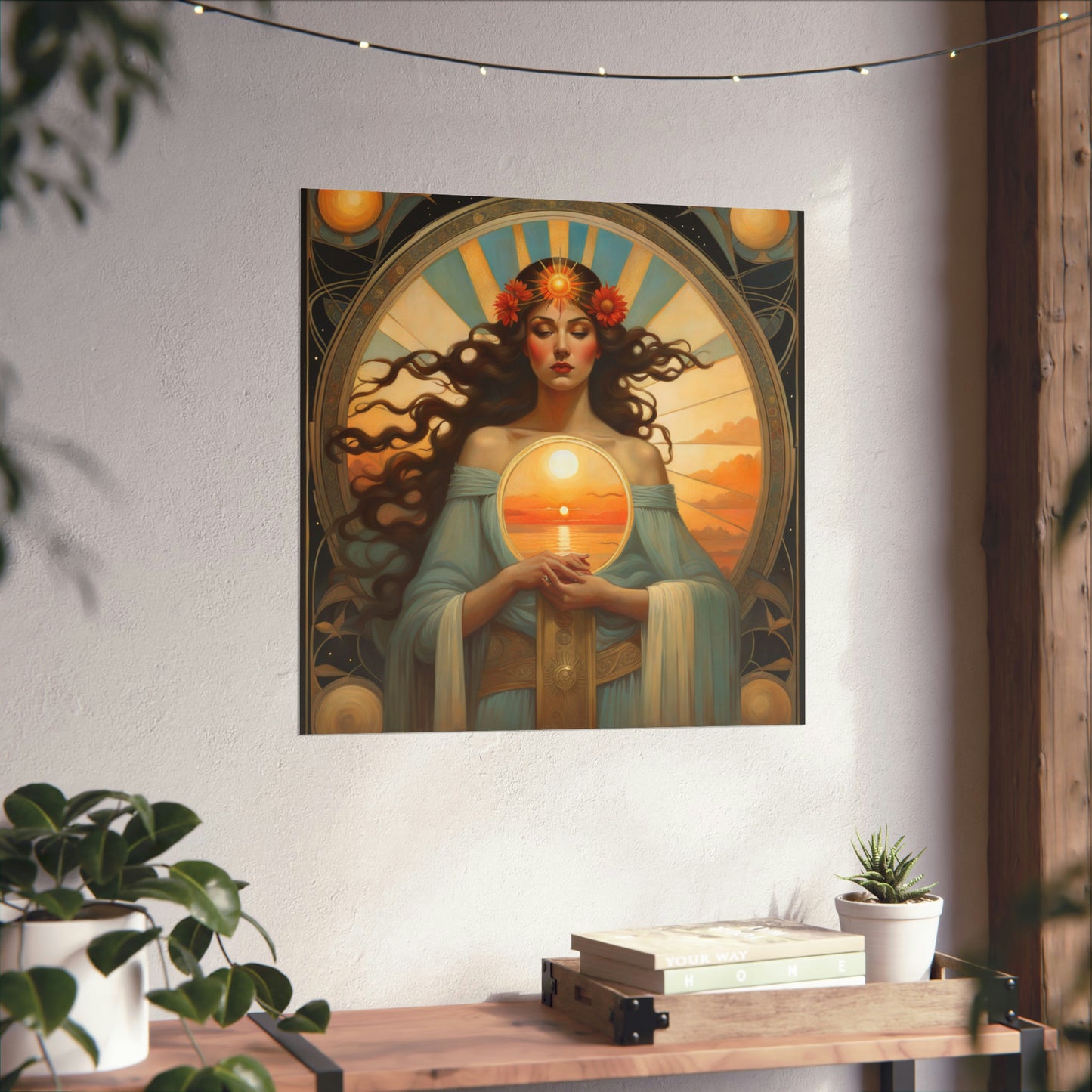 "Fine Art Poster Prints Inspired by Tom Bagshaw, Lawrence Alma-Tadema, and Alphonse Mucha's Portrayal of the Sun" by PenPencilArt