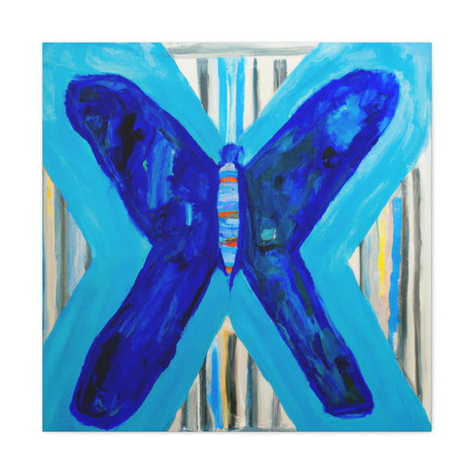 "A Blue Butterfly Canvas Print Inspired by Jasper Johns" by PenPencilArt