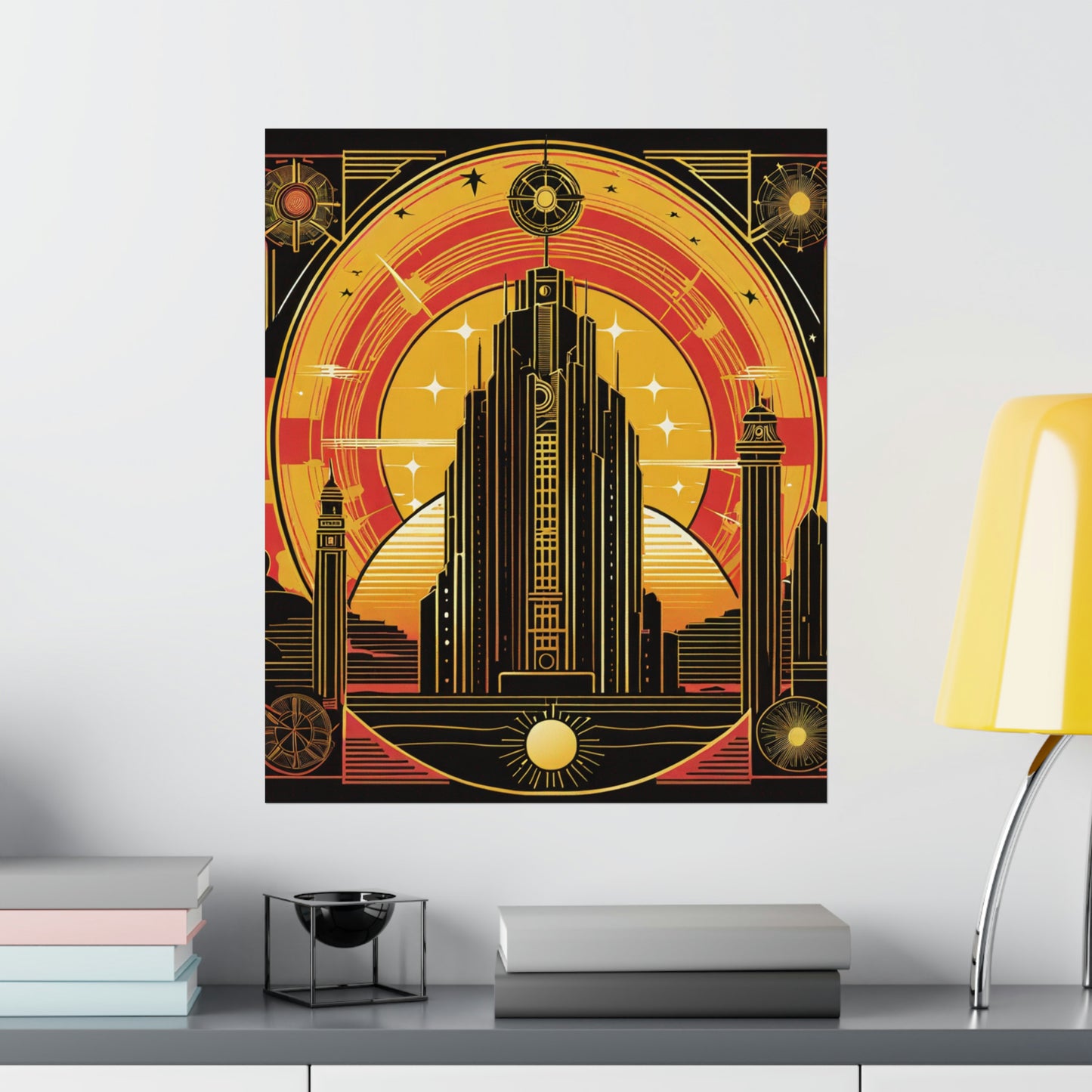 "Neo-Figurative Cyberpunk-Inspired Poster Print of the Sun" by PenPencilArt