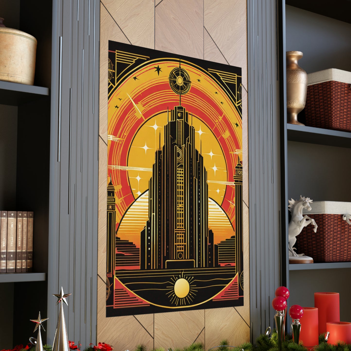 "Neo-Figurative Cyberpunk-Inspired Poster Print of the Sun" by PenPencilArt