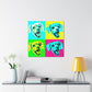 "Happy Dog Canvas Print in Andy Warhol-Inspired Style" by PenPencilArt