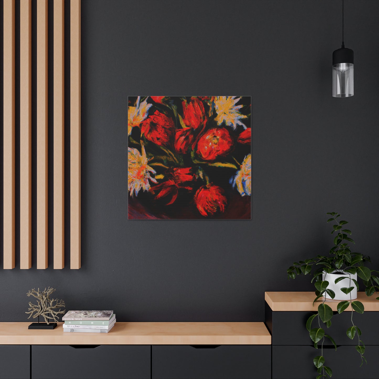 "Bright and Bold Flower Canvas Prints in the Style of Clyfford Still" by PenPencilArt