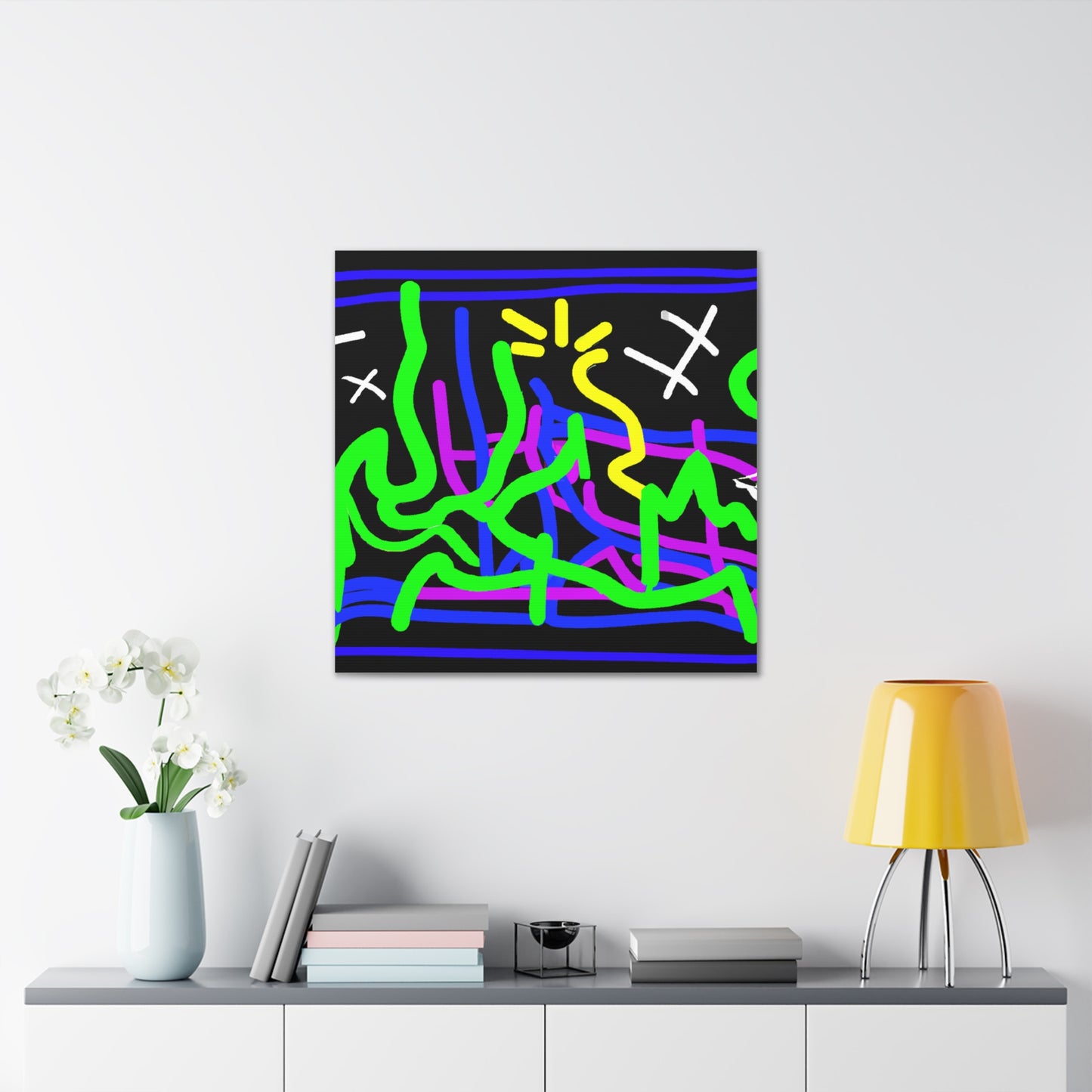 "Keith Haring Inspired Aurora Borealis Canvas Prints" by PenPencilArt