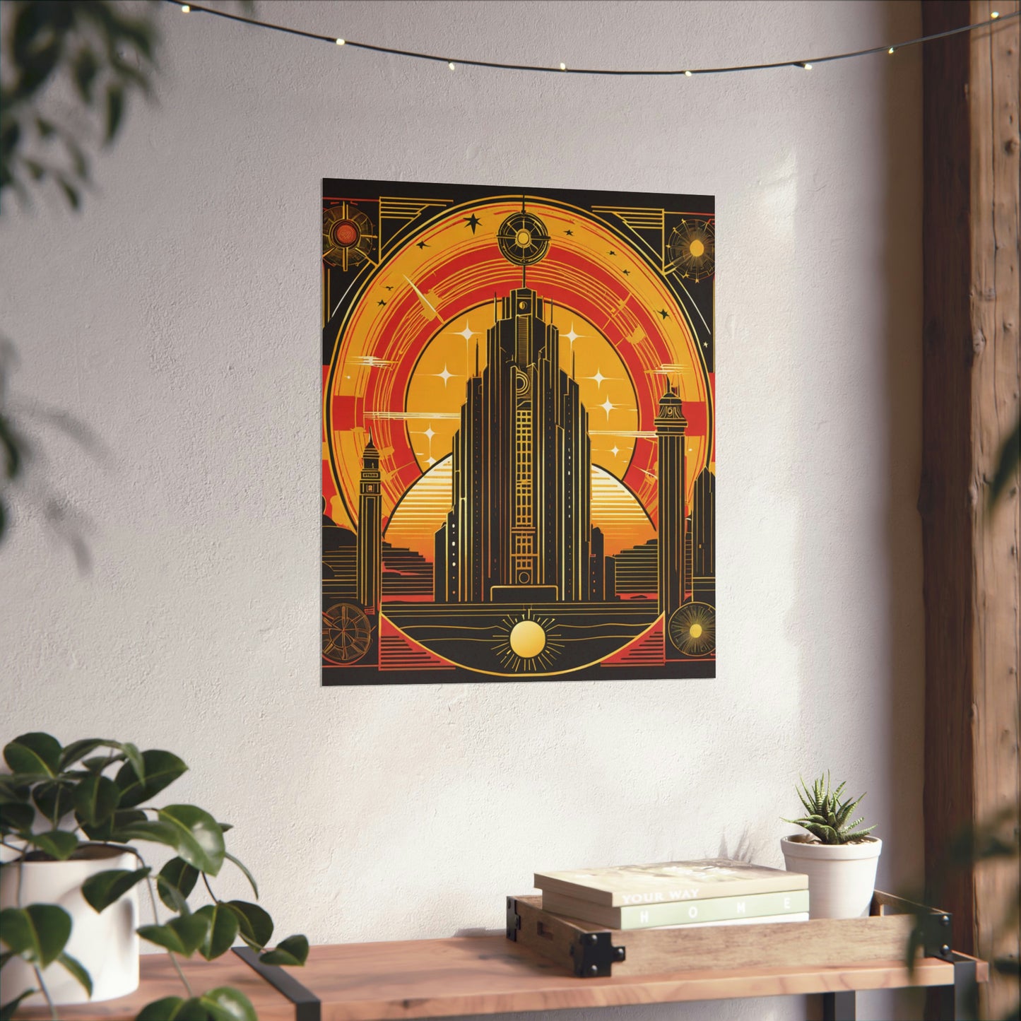 "Neo-Figurative Cyberpunk-Inspired Poster Print of the Sun" by PenPencilArt