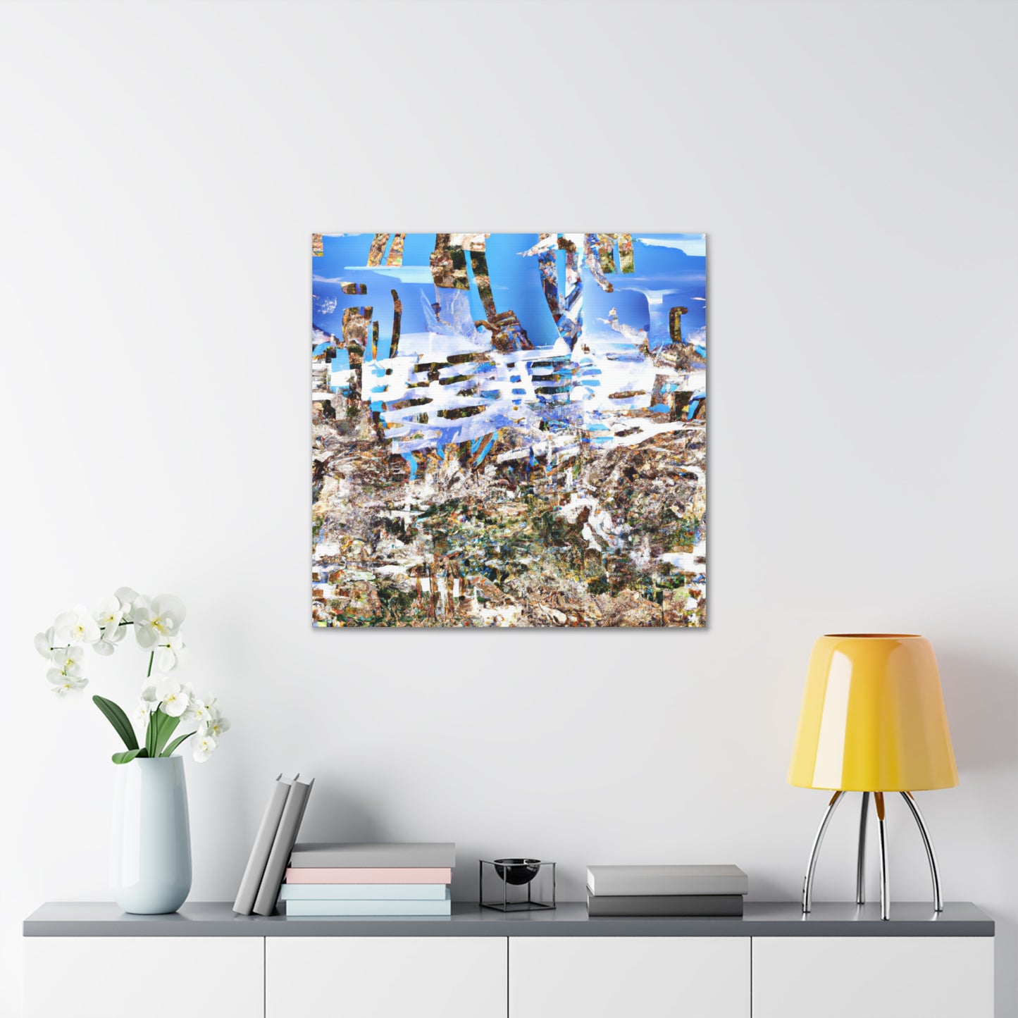 "Mimmo Rotella-Inspired Desert Landscape Canvas Print" by PenPencilArt