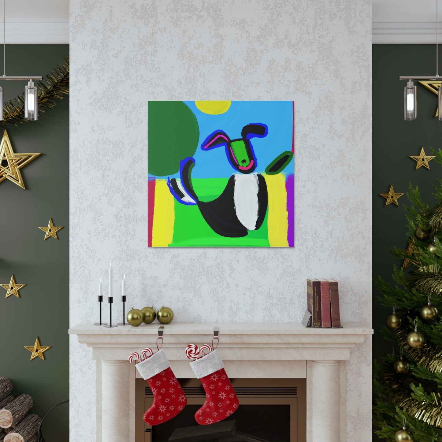 "Wassily Kandinsky Inspired Happy Dog Canvas Print" by PenPencilArt