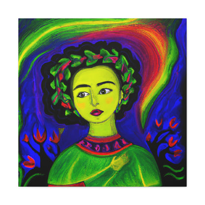 "Aurora Borealis Canvas Print in Frida Kahlo-Inspired Style" by PenPencilArt