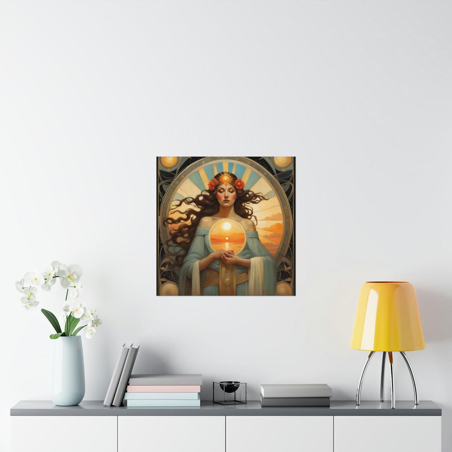 "Fine Art Poster Prints Inspired by Tom Bagshaw, Lawrence Alma-Tadema, and Alphonse Mucha's Portrayal of the Sun" by PenPencilArt