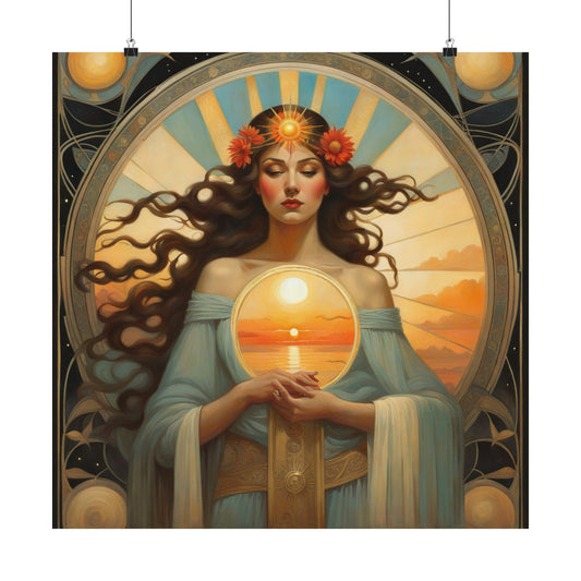 "Fine Art Poster Prints Inspired by Tom Bagshaw, Lawrence Alma-Tadema, and Alphonse Mucha's Portrayal of the Sun" by PenPencilArt