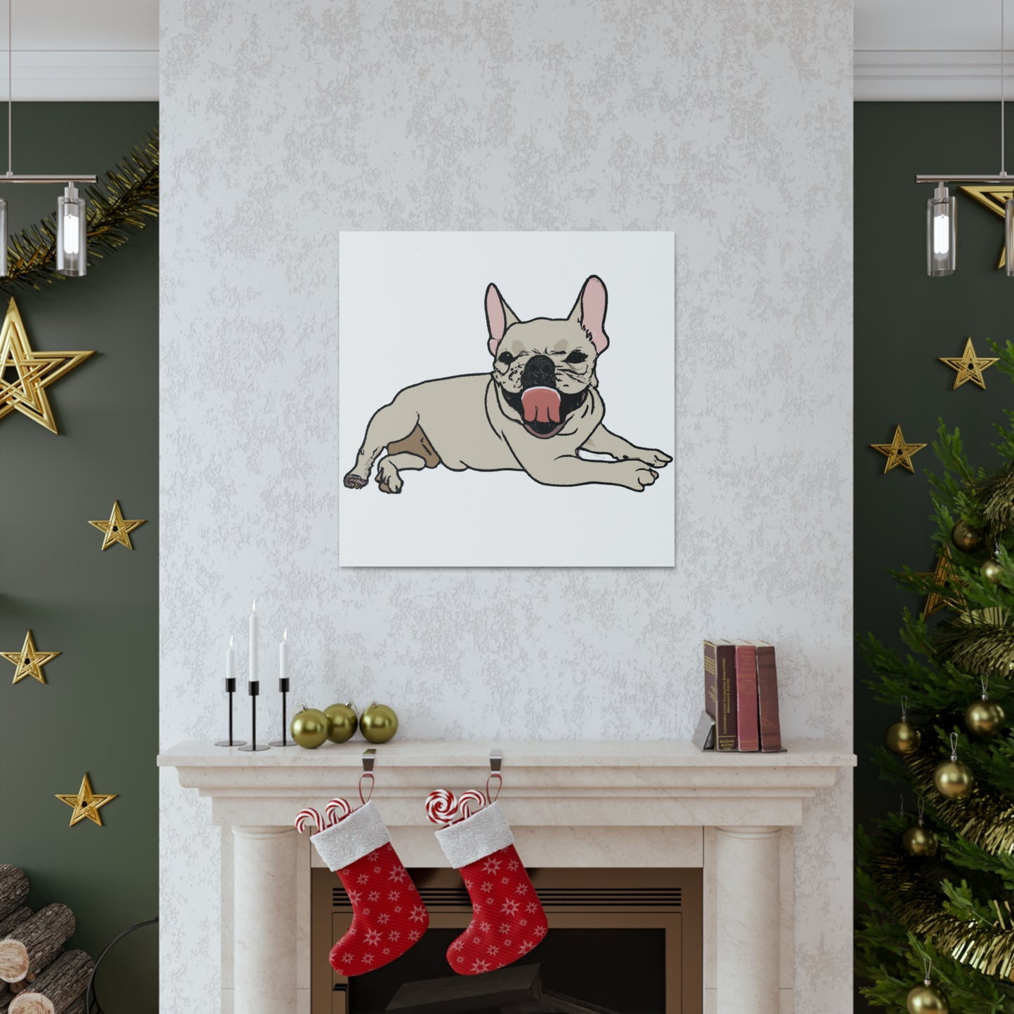 "Canvas Print of a Happy Dog with Mel Ramos Style" by PenPencilArt