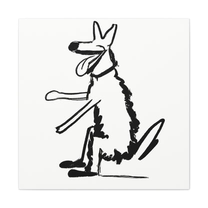 "Banksy-Inspired Happy Dog Canvas Print" by PenPencilArt