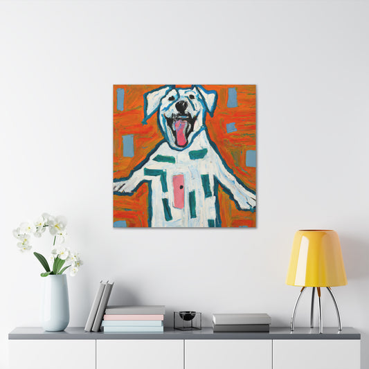 "Canvas Print of 'Happy Dog' Inspired by Jasper Johns Art" by PenPencilArt