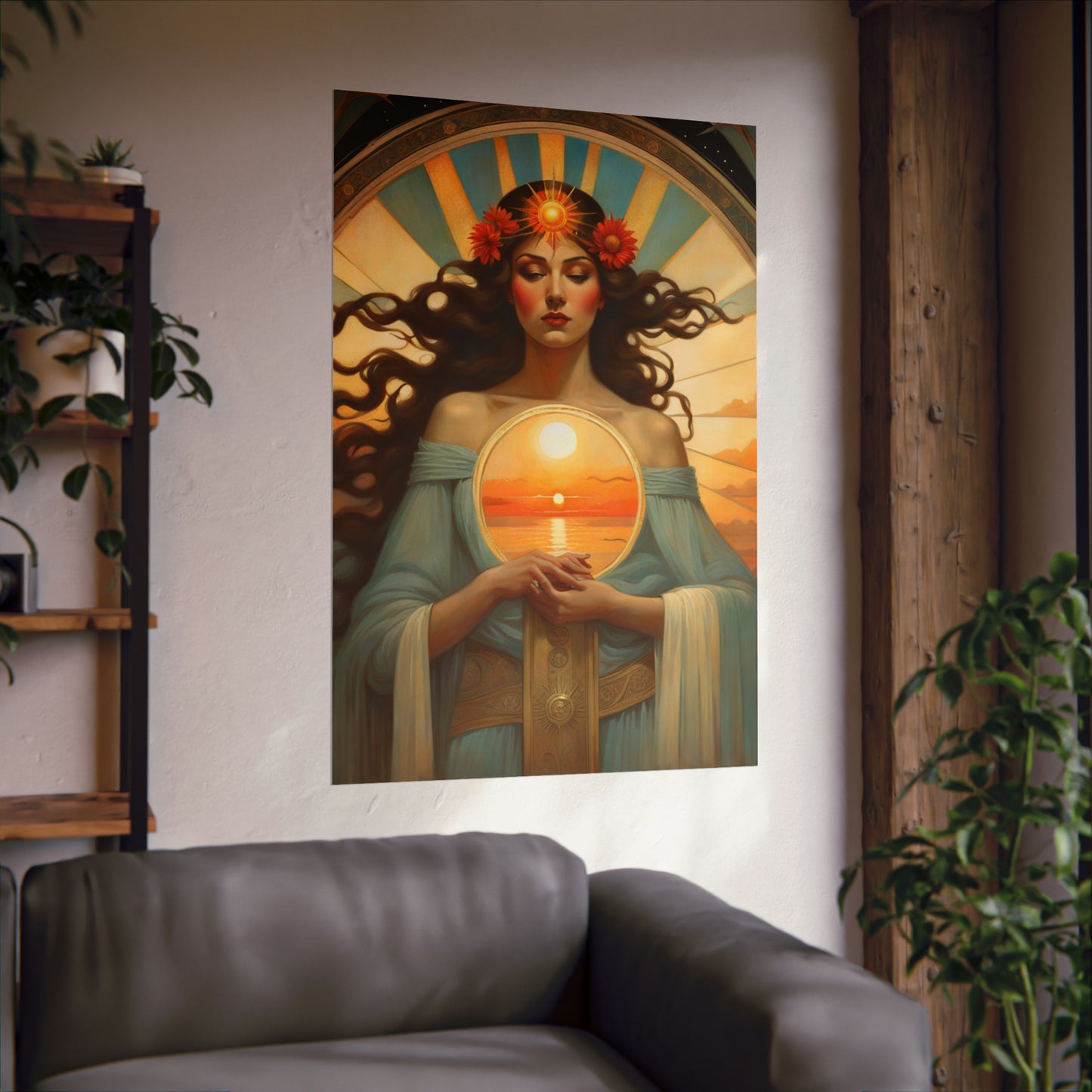 "Fine Art Poster Prints Inspired by Tom Bagshaw, Lawrence Alma-Tadema, and Alphonse Mucha's Portrayal of the Sun" by PenPencilArt