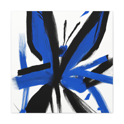 "Contemporary Blue Butterfly Canvas Print Inspired by Willem de Kooning" by PenPencilArt