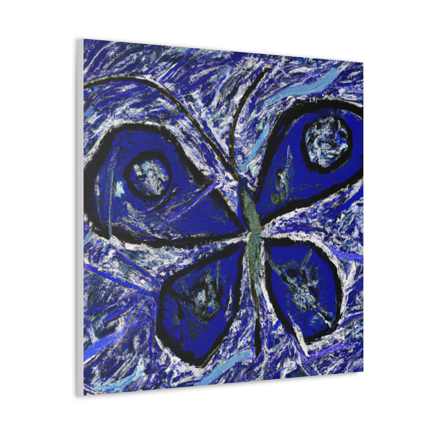 "Jackson Pollock-Inspired Blue Butterfly Canvas Print" by PenPencilArt