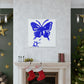 "Blue Butterfly Canvas Print in Banksy Inspired Style - A Creative Wall Art Piece". by PenPencilArt