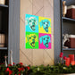 "Happy Dog Canvas Print in Andy Warhol-Inspired Style" by PenPencilArt